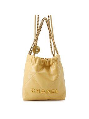 Chanel 22 Mini CC Logo Shiny Calf Leather 2-Way Shoulder